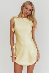 Collecting Memories Backless Rosette String Mini Dress Butter