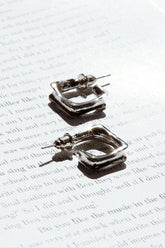 Maddox Small Square Hoop Earrings Silver